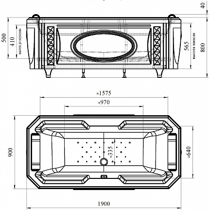 Акриловая ванна Radomir Фернандо Золото 190x90, комплект панелей