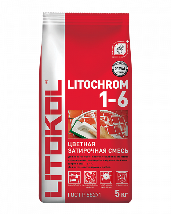 Цементная затирка Litokol LITOCHROM 1-6 C.60 бежевый/багама, 5 кг