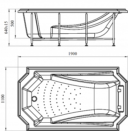 Акриловая ванна Radomir Эстелона 190x110, комплект панелей