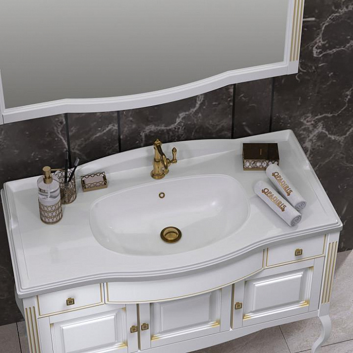 Мебель для ванной Opadiris Лаура 120, белый матовый с патиной